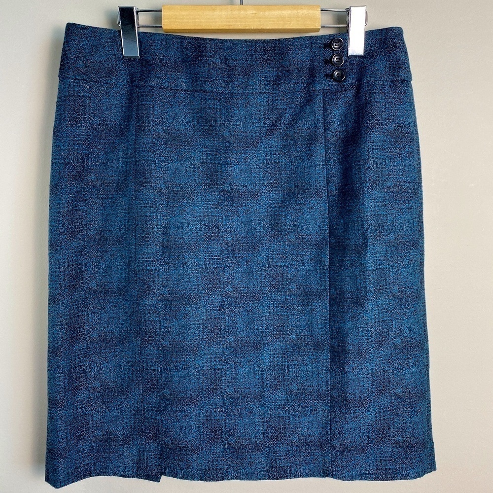 Ann Taylor Women's Teal/Black Mini Pencil Skirt‎ Size 10 Straight Short Lined